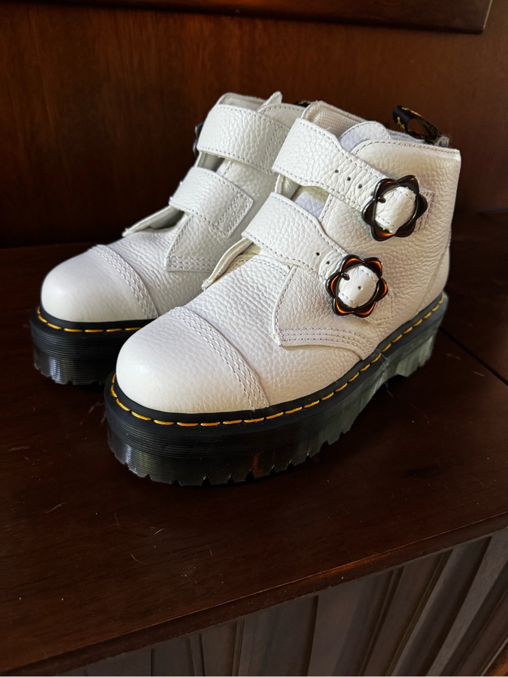 Dr. Martens White Devon Platform Boots